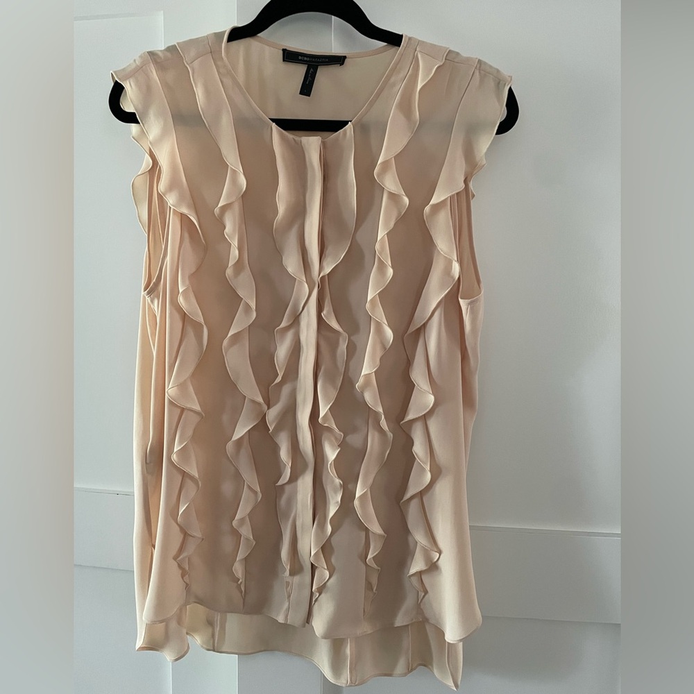 BCBG ruffle sleeveless blouse